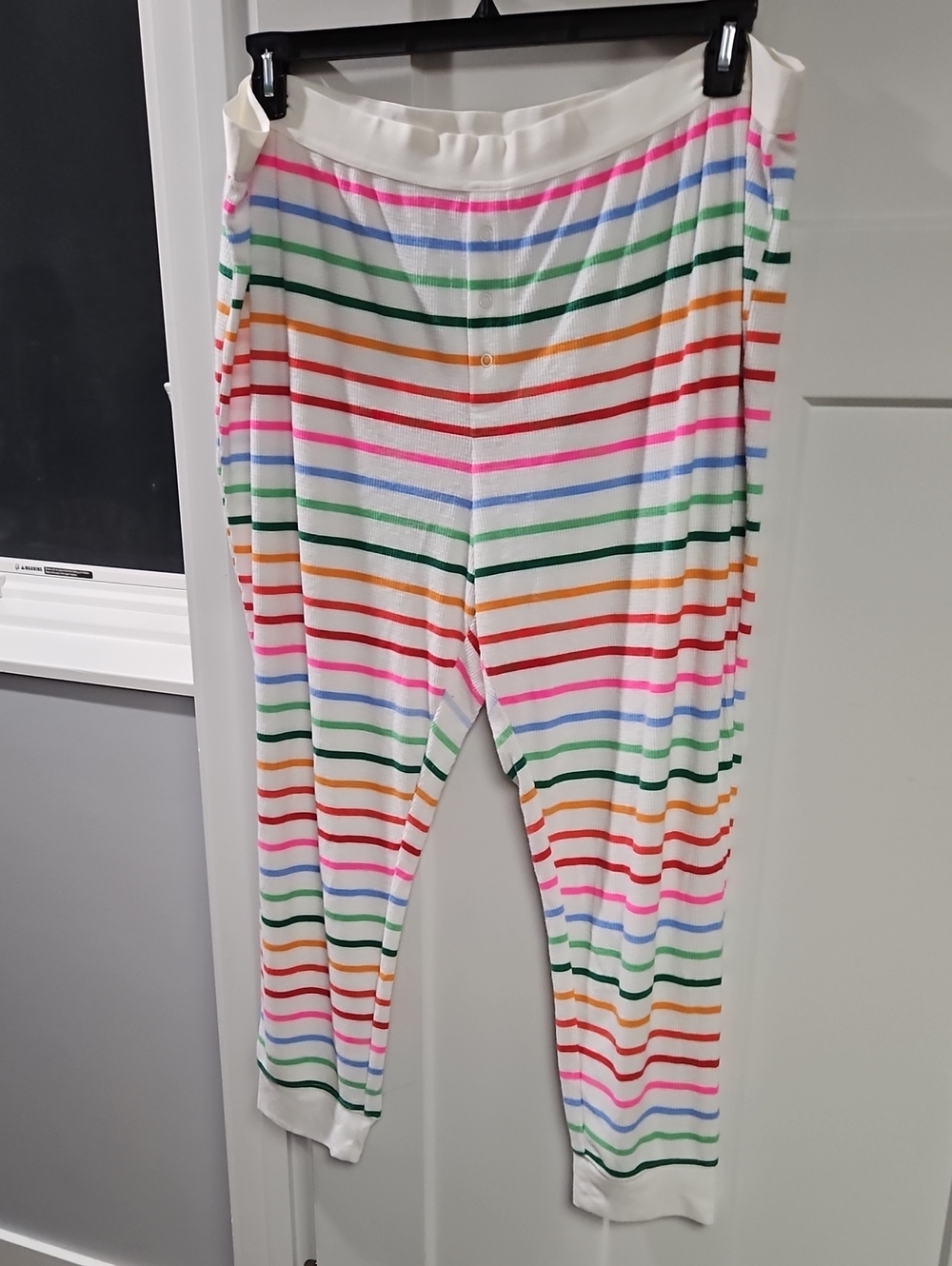 Women's Rainbow Striped Pajama Pants - White Multicolor